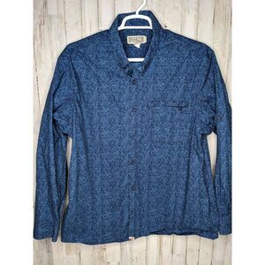 DULUTH TRADING MENS SZ XL BLUE HERRINGBONE PATTERN‎ BUTTON SHIRT LONG SLEEVE